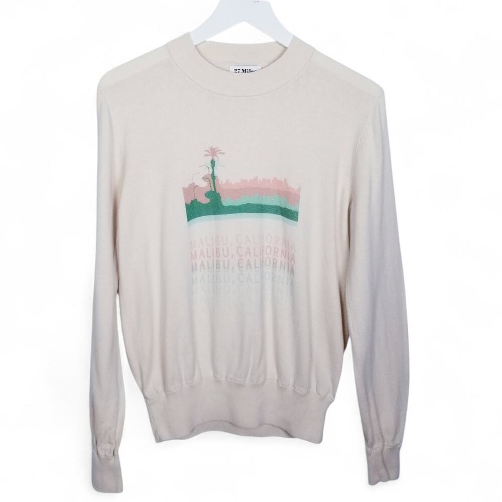 27 MILES MALIBU Cotton Malibu California Graphic Pullover Crewneck Sweater - S